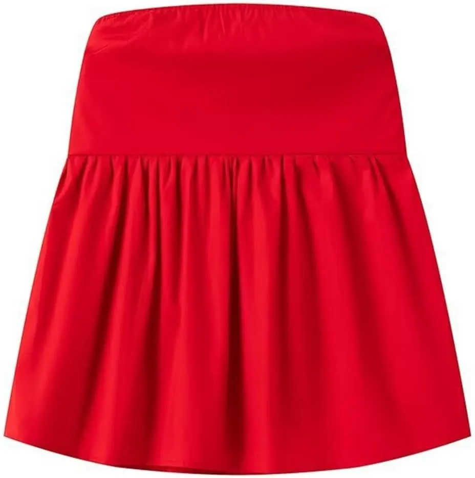 Women Y2K Strapless Backless Ruffle Flowy Tube Top Summer Sexy Off Shoulder Pleated Bandeau Going Out Peplum Top
