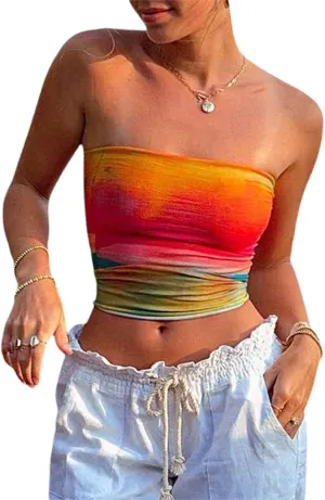 Women Y2k Tube Top Strapless Backless Bandeau Going Out Crop Top Aesthetic