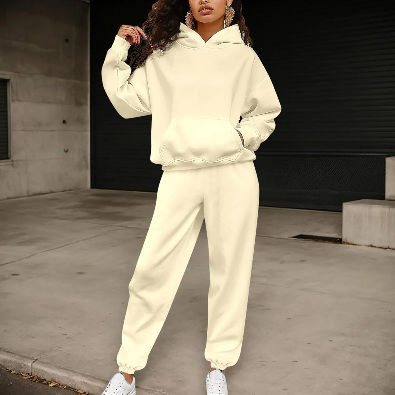 Womens 2 Piece Outfits Lounge Hoodie Sweatsuit Sets Oversized Sweatshirt Baggy Jogger Sweatpants Tracksuit