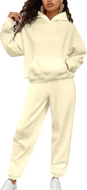 Womens 2 Piece Outfits Lounge Hoodie Sweatsuit Sets Oversized Sweatshirt Baggy Jogger Sweatpants Tracksuit