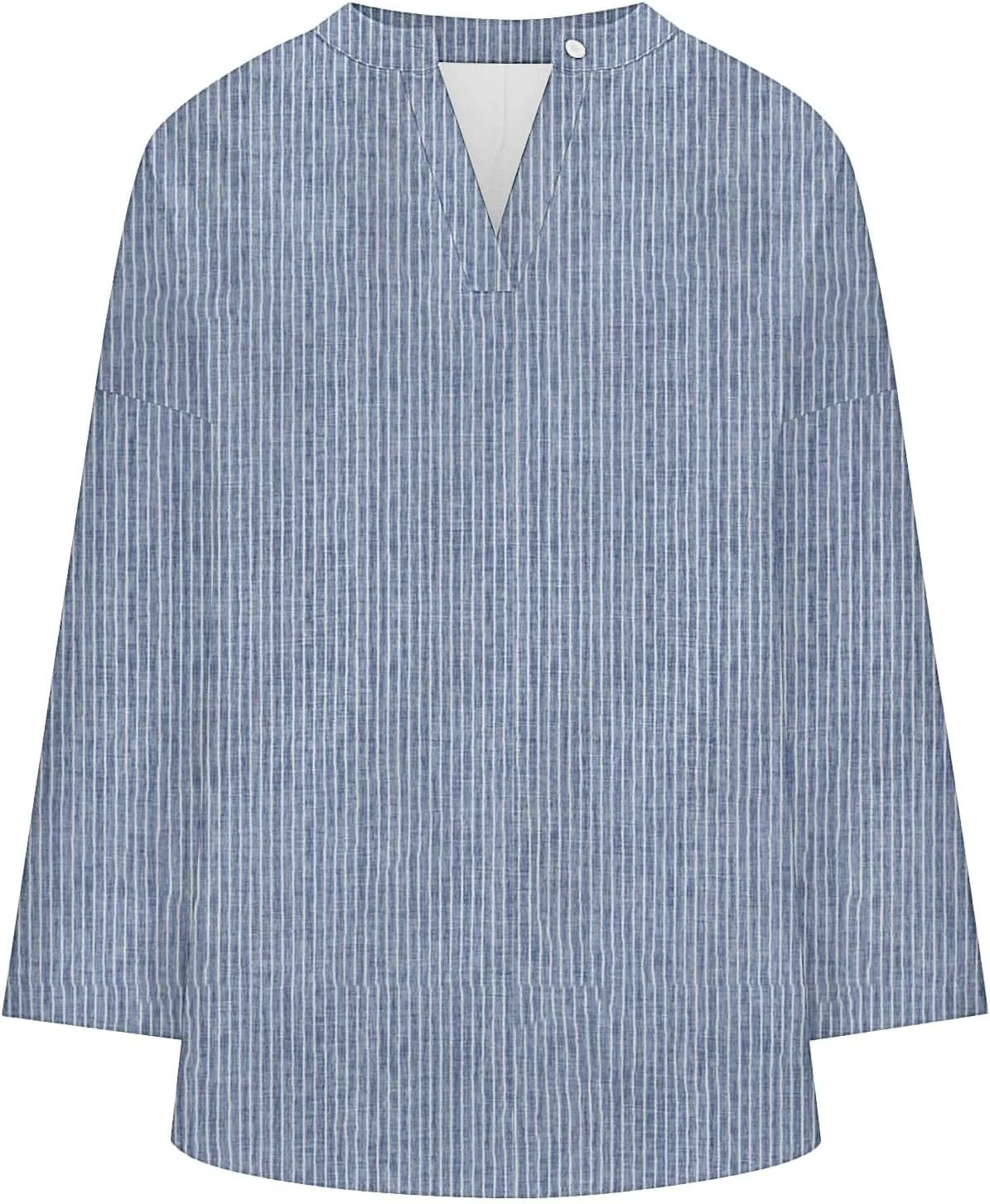 Women's 3/4 Sleeve Cotton Linen Blouses Top T-Shirt Shirts Casual Summer V Neck Tunic Tops Loose Tshirts Side Slit