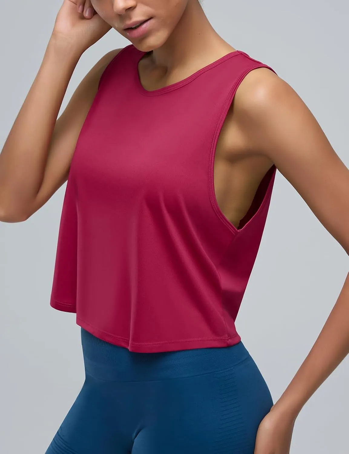 Women's Back-Knotted Workout Crop Tank Tops Athletic Sleeveless Cute Gym Shirts Running