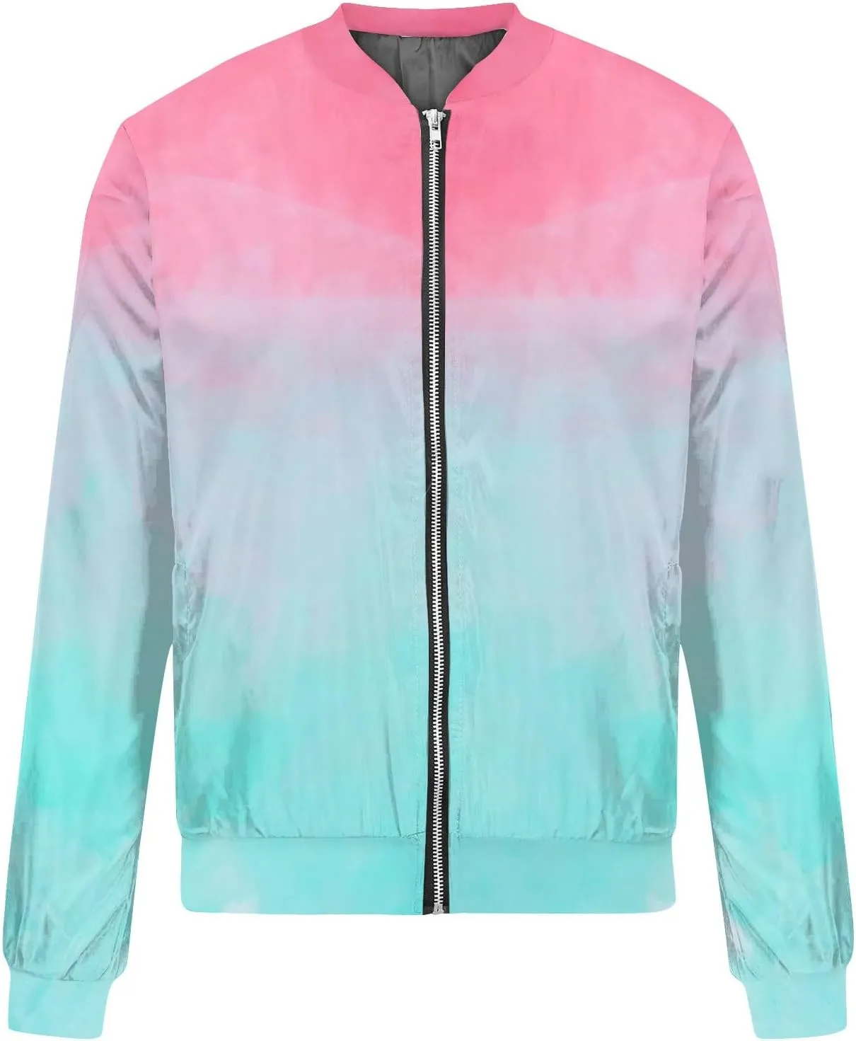 Women's Bomber Jacket Casual Coat Zip Up Outerwear Windbreaker with Pockets