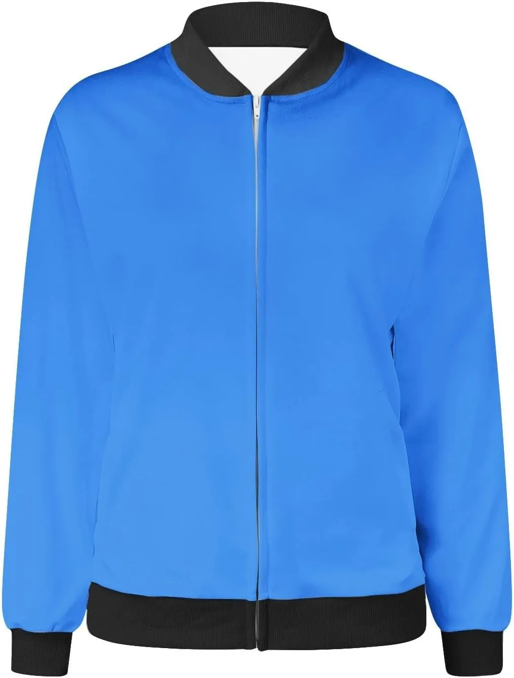 Women's Bomber Jacket Casual Zip Up Coat Lightweight Jacket Fall Fashion Long Sleeve Outerwear Windbreaker w/Pockets
