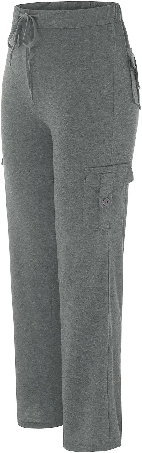 Women's Cargo Pants Elastic Waist Drawstring Multi Pocket Flare Wide Leg Trousers 2025 Work Travel Athletic Yoga Pant