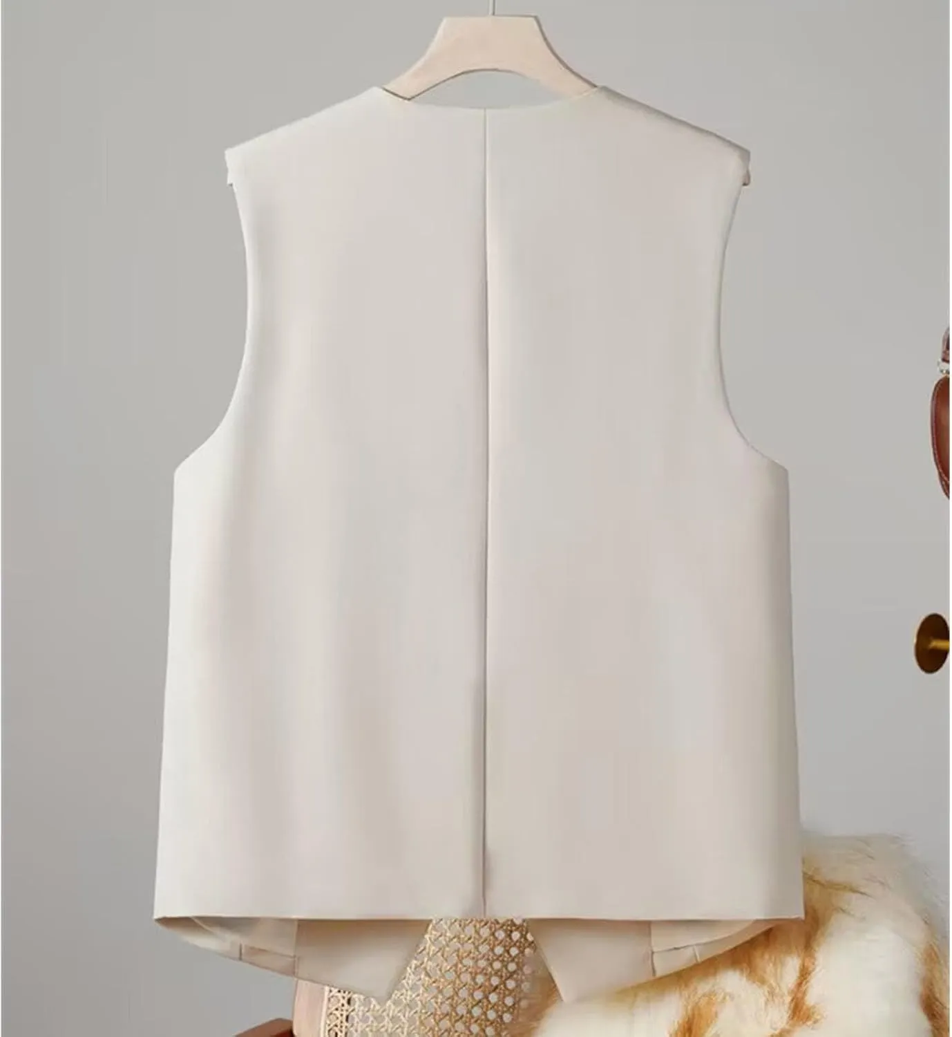 Women's Casual Business Blazer Vest Sleeveless Open Front Blazer Waistcoat Button Down Suit Jackets for Office Work