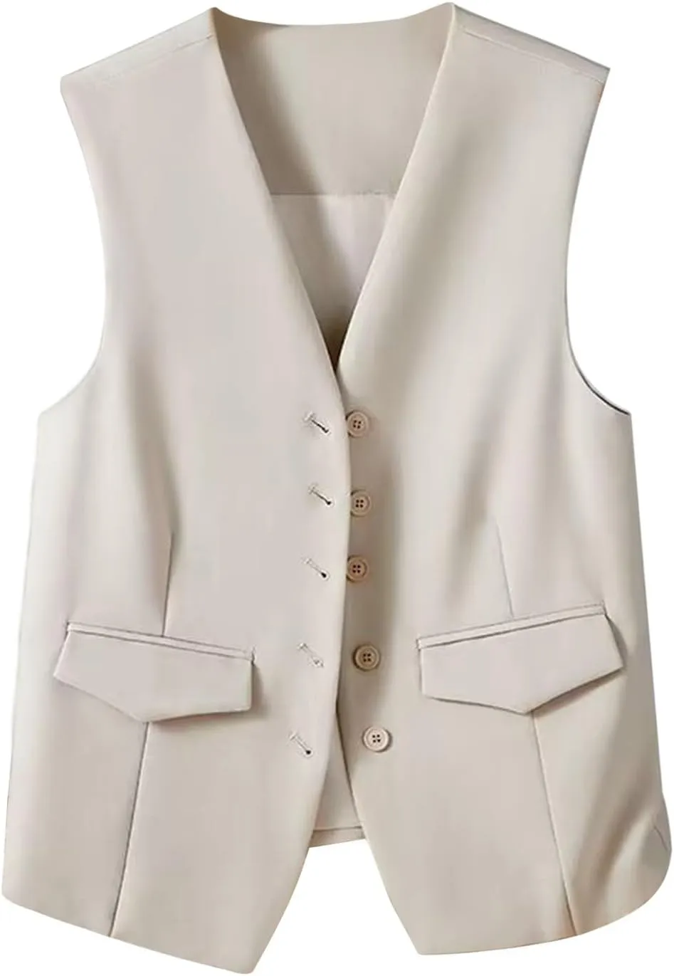 Women's Casual Business Blazer Vest Sleeveless Open Front Blazer Waistcoat Button Down Suit Jackets for Office Work