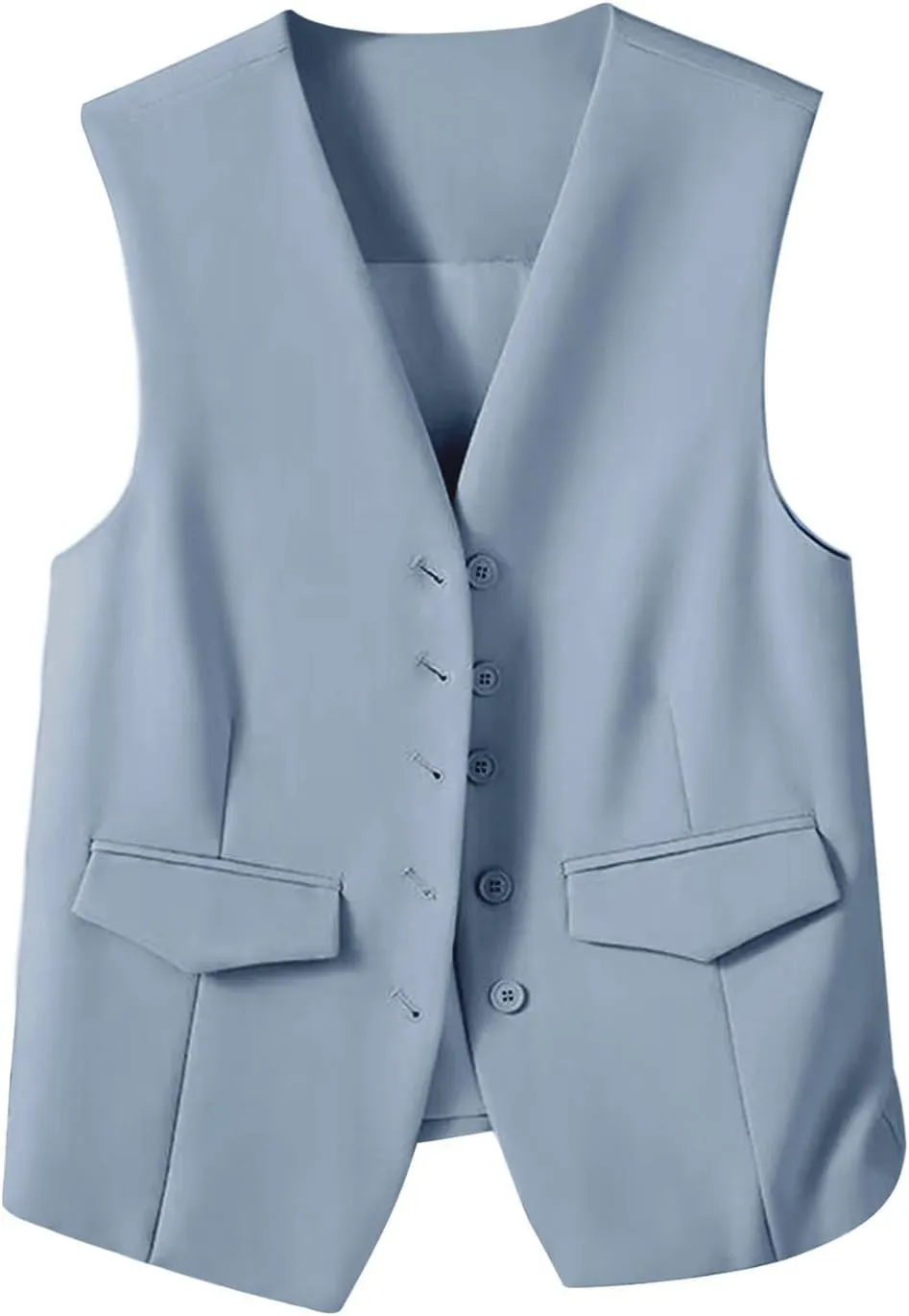 Women's Casual Business Blazer Vest Sleeveless Open Front Blazer Waistcoat Button Down Suit Jackets for Office Work