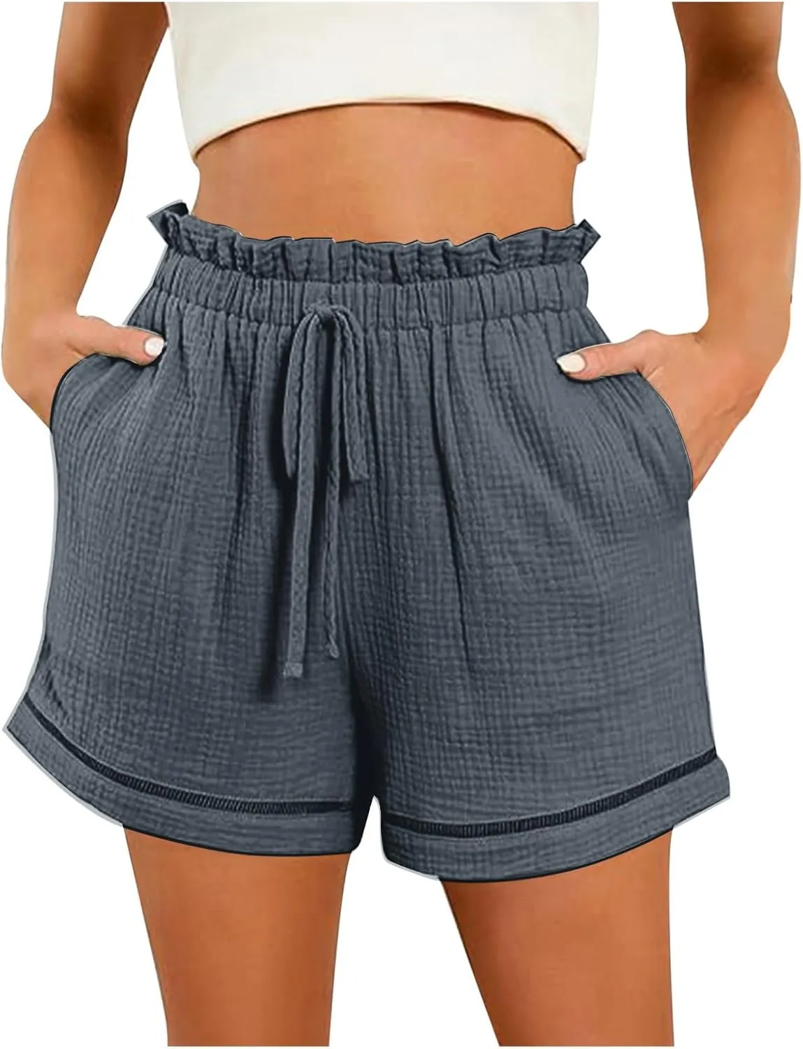 Womens Casual Shorts High Waisted 2024 Fashion Beach Cruise Shorts Cute Comfy Summer Shorts with 2 Pockets