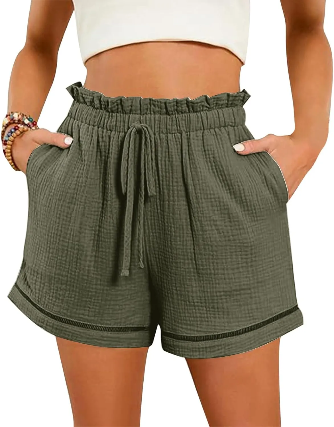 Womens Casual Shorts High Waisted 2024 Fashion Beach Cruise Shorts Cute Comfy Summer Shorts with 2 Pockets