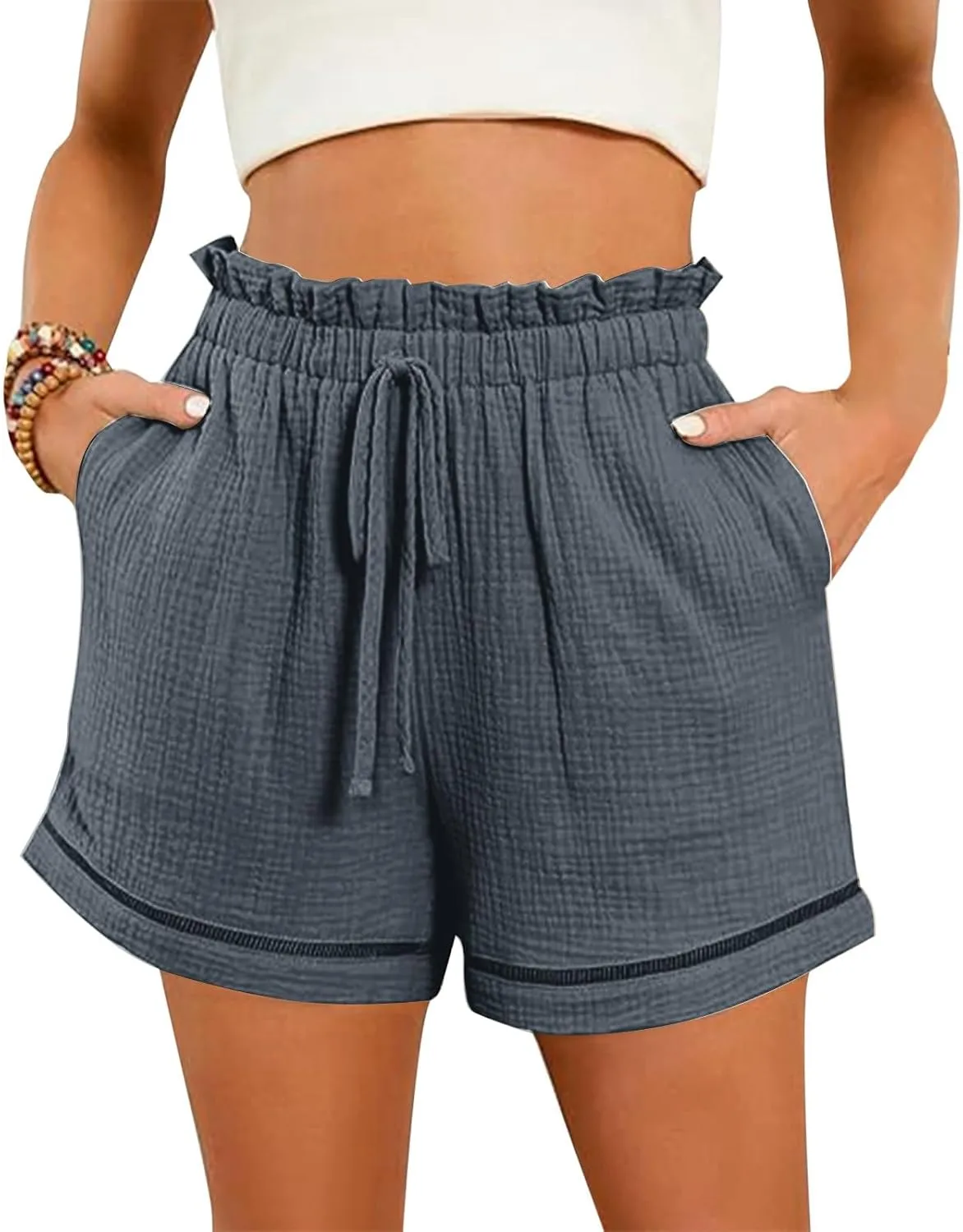 Womens Casual Shorts High Waisted 2024 Fashion Beach Cruise Shorts Cute Comfy Summer Shorts with 2 Pockets
