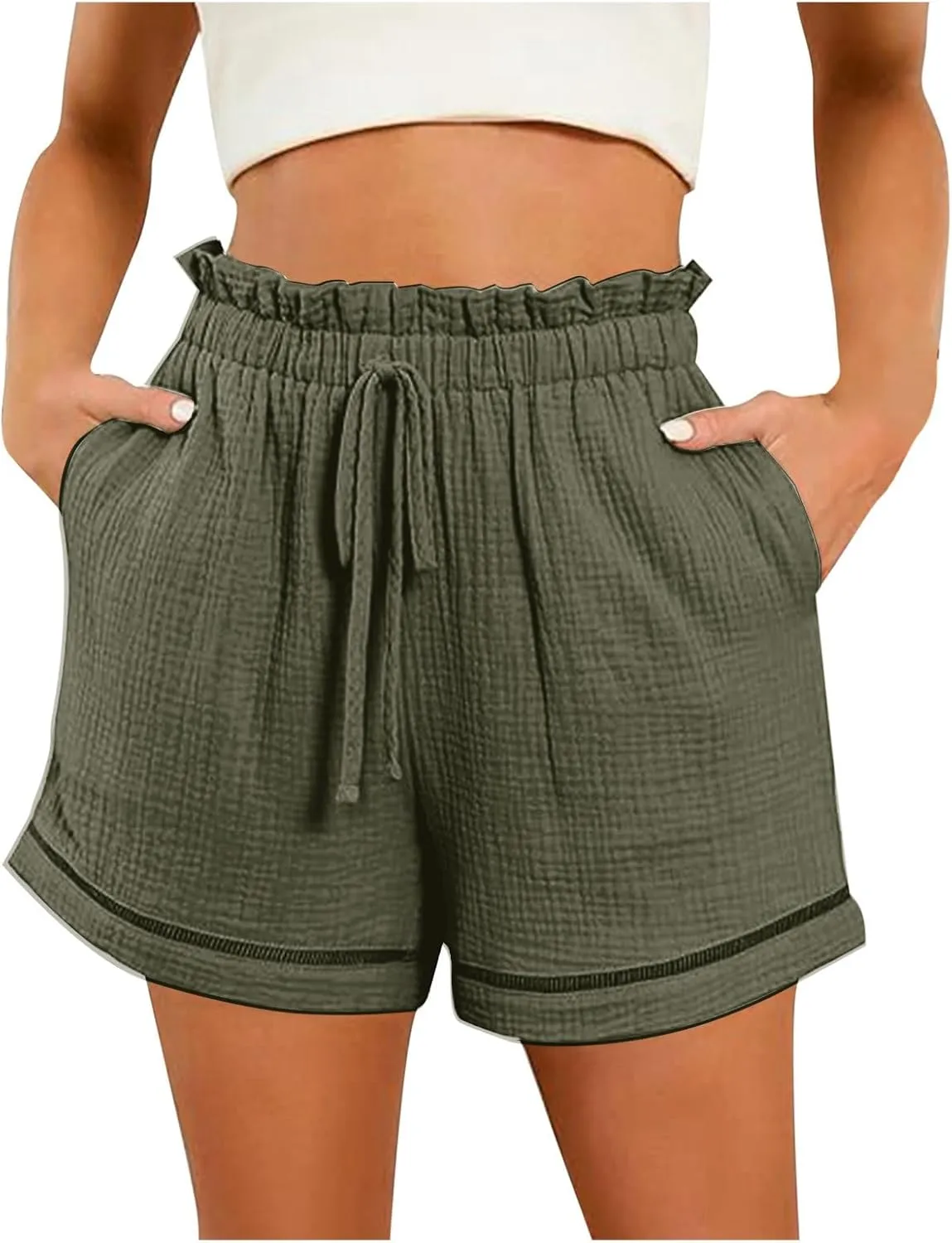 Womens Casual Shorts High Waisted 2024 Fashion Beach Cruise Shorts Cute Comfy Summer Shorts with 2 Pockets