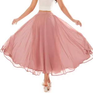 Women's Chiffon Summer Beach Maxi Skirt Vintage Ankle-Length Skirts