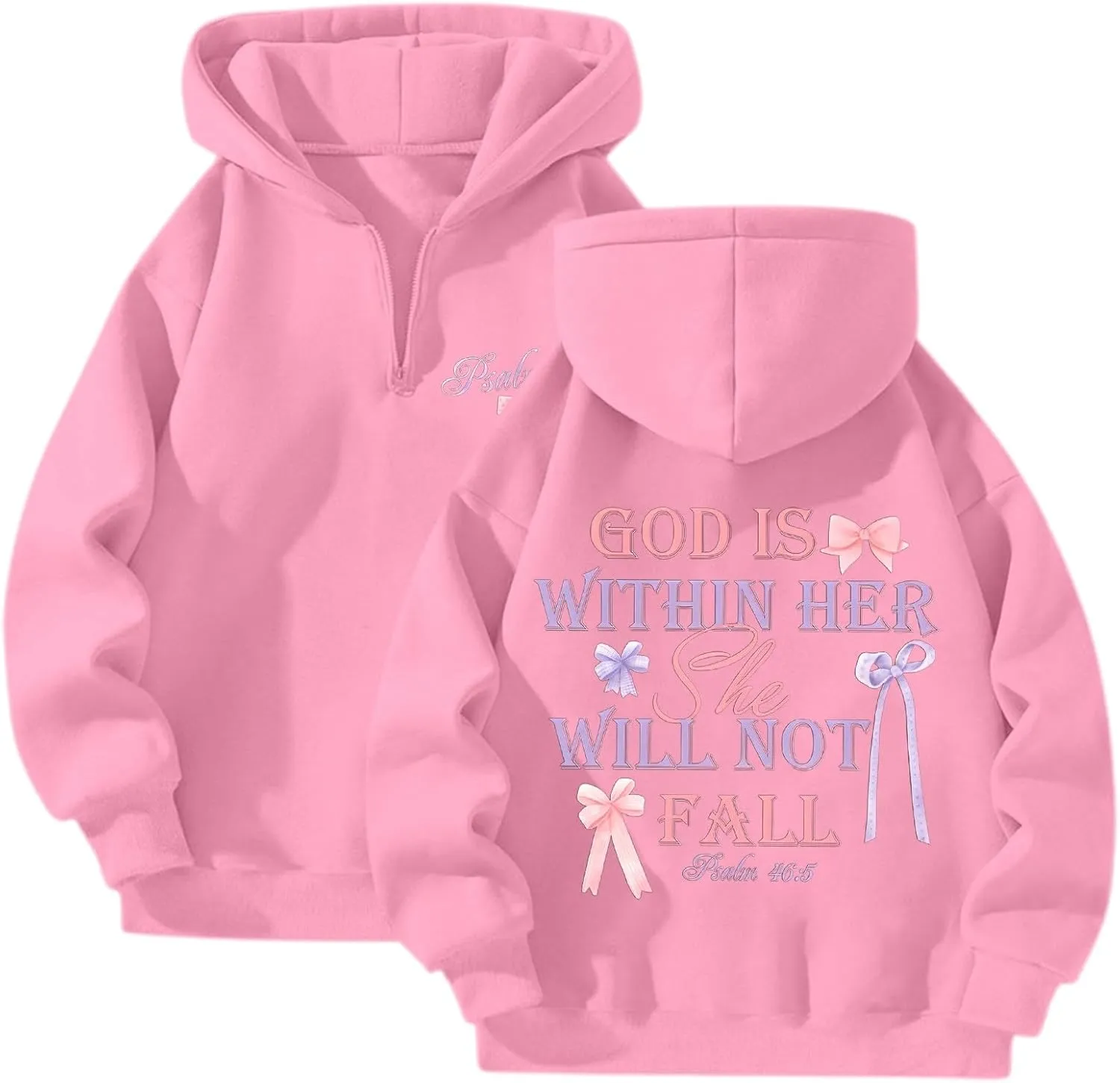 Womens Christian Drop Shoulder Zip Up Hoodie Long Sleeve Letter Print Hooded Sweatshirt for Daily Holiday Outdoor Wear