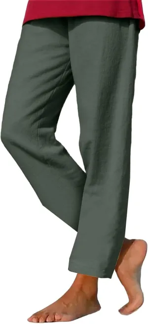 Womens Cotton Linen Pants Casual Summer 2025 Straight Loose High Waisted Drawstring Elastic Pant Beach Daily Trouser