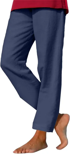 Womens Cotton Linen Pants Casual Summer 2025 Straight Loose High Waisted Drawstring Elastic Pant Beach Daily Trouser