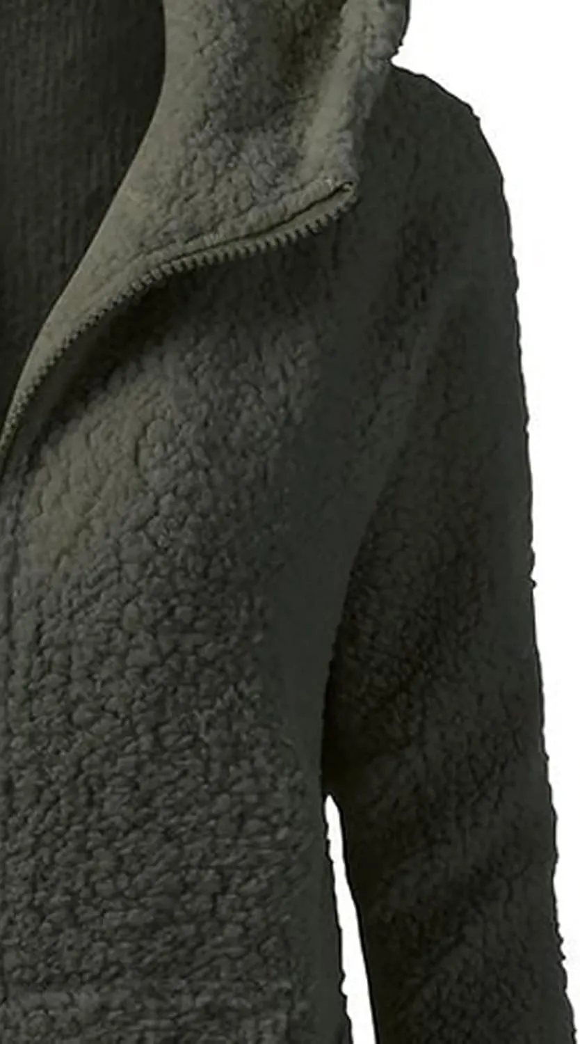 Womens Cozy Winter Fleece Hoodie Jackets 2023 Zip Up Fuzzy Sherpa Hooded Sweatshirts Oversized Warm Shearling Coat