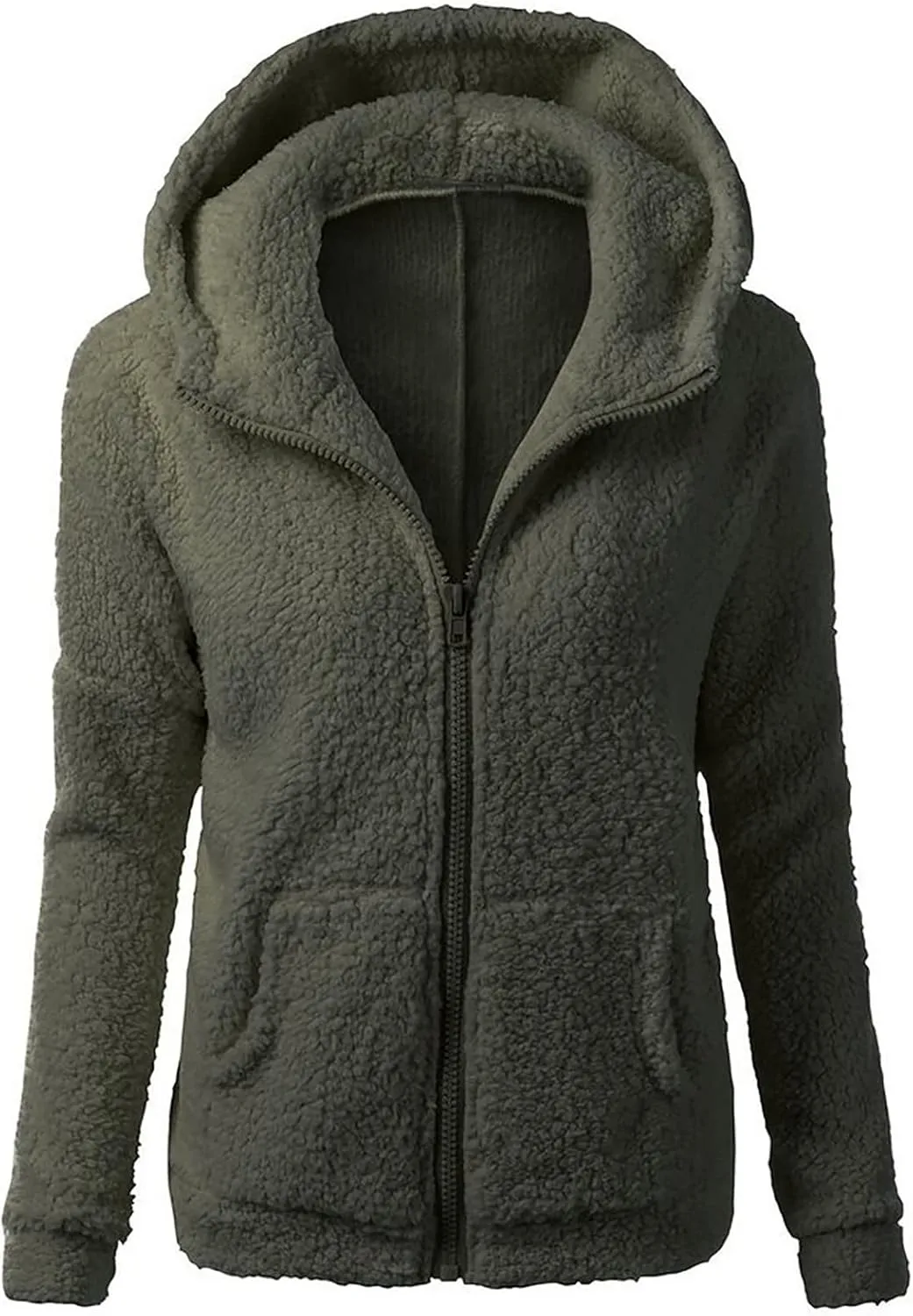 Womens Cozy Winter Fleece Hoodie Jackets 2023 Zip Up Fuzzy Sherpa Hooded Sweatshirts Oversized Warm Shearling Coat