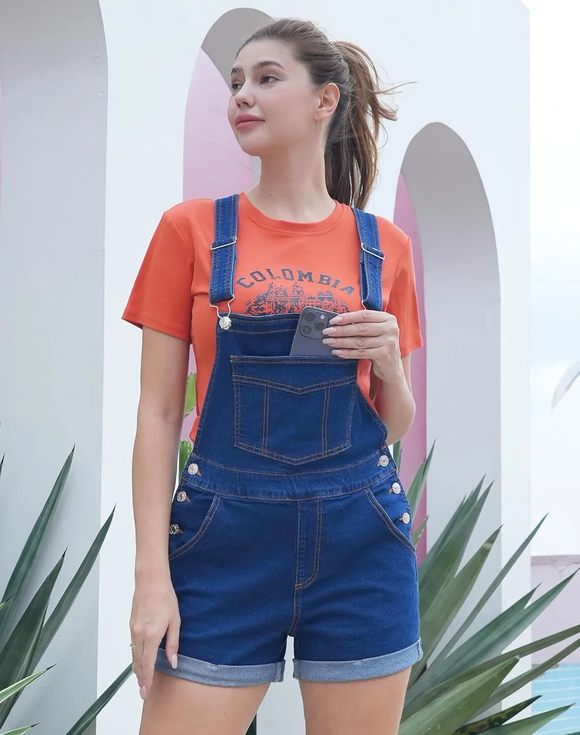 Women??s Denim Bib Jeans Shortalls Outfits Classic Adjustable Straps Loose Bib Denim Overall Shorts