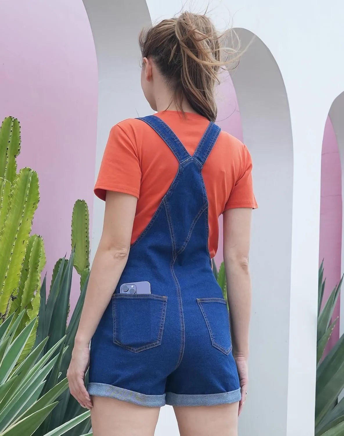 Women??s Denim Bib Jeans Shortalls Outfits Classic Adjustable Straps Loose Bib Denim Overall Shorts