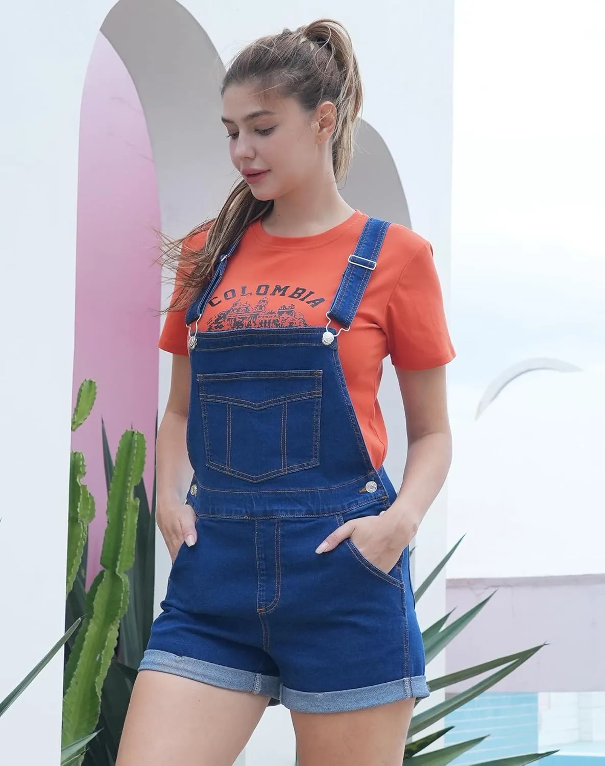 Women??s Denim Bib Jeans Shortalls Outfits Classic Adjustable Straps Loose Bib Denim Overall Shorts