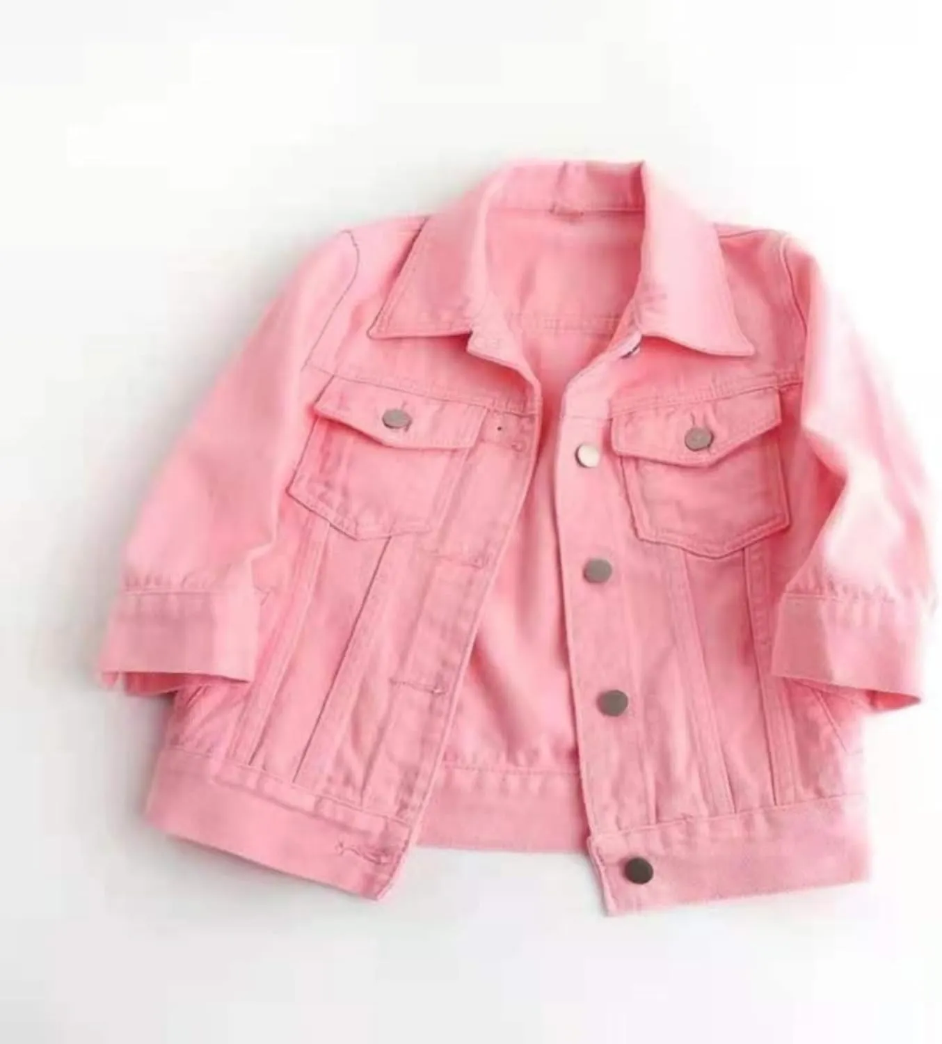Women's Denim Jacket 2024 Fall Casual 3/4 Sleeve Denim Jacket Plus Size Basic Lapel Button Cropped Jacket