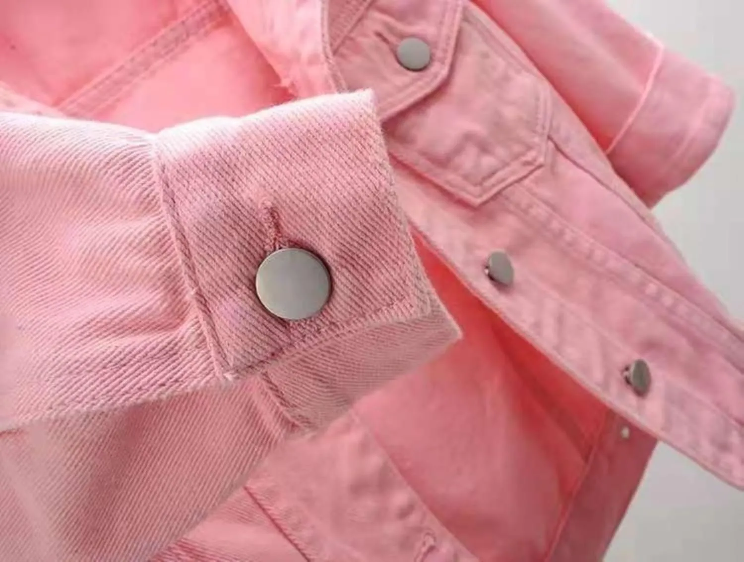 Women's Denim Jacket 2024 Fall Casual 3/4 Sleeve Denim Jacket Plus Size Basic Lapel Button Cropped Jacket