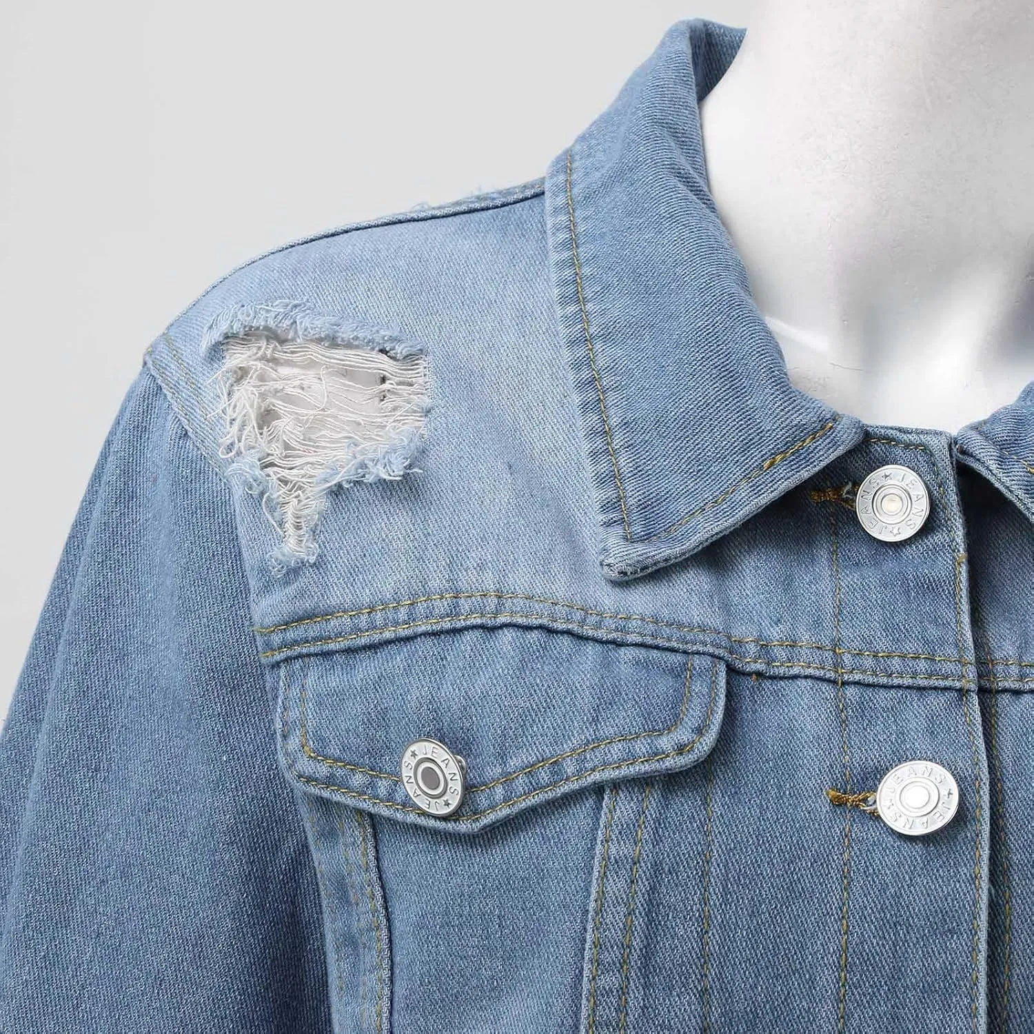 Womens Denim Jackets 2024 Trendy Button Up Shacket Fall Spring Long Sleeve Jean Coats with Pockets Fashion Denim Coat