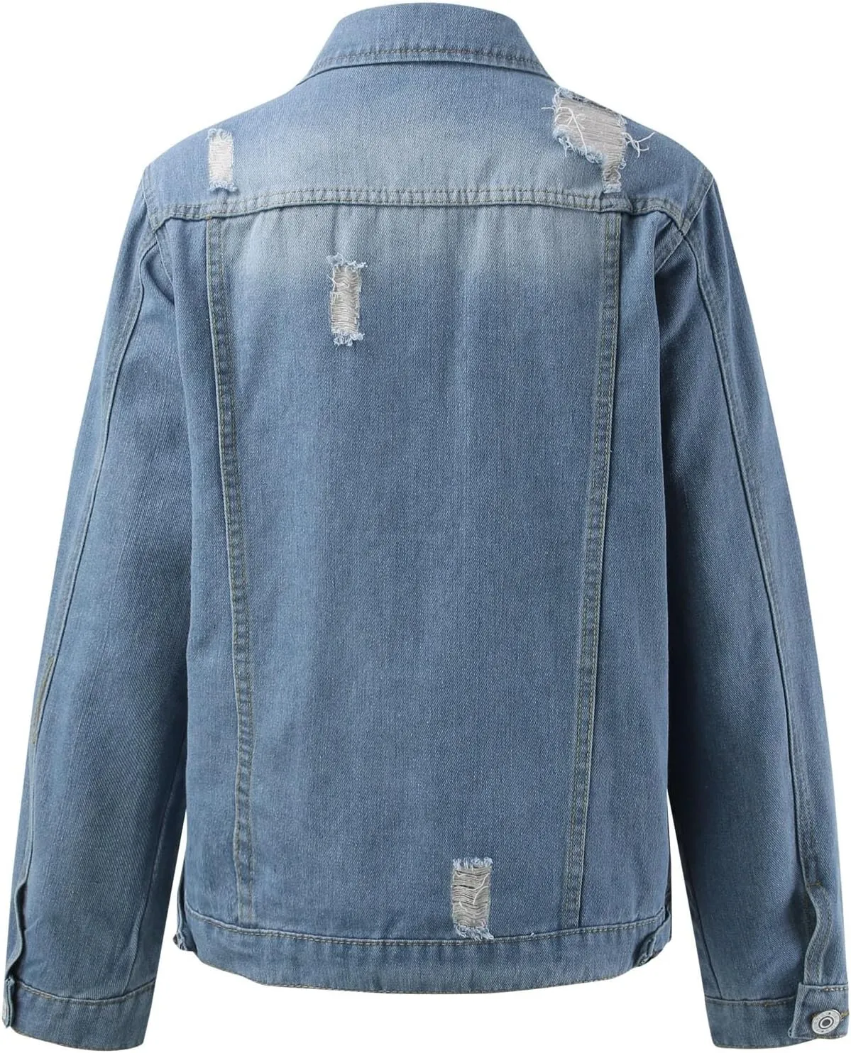 Womens Denim Jackets 2024 Trendy Button Up Shacket Fall Spring Long Sleeve Jean Coats with Pockets Fashion Denim Coat