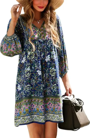 Womens Dress V Neck Long Sleeve Oversized Casual Cute Short Dresses Ladies Beach Sundresses