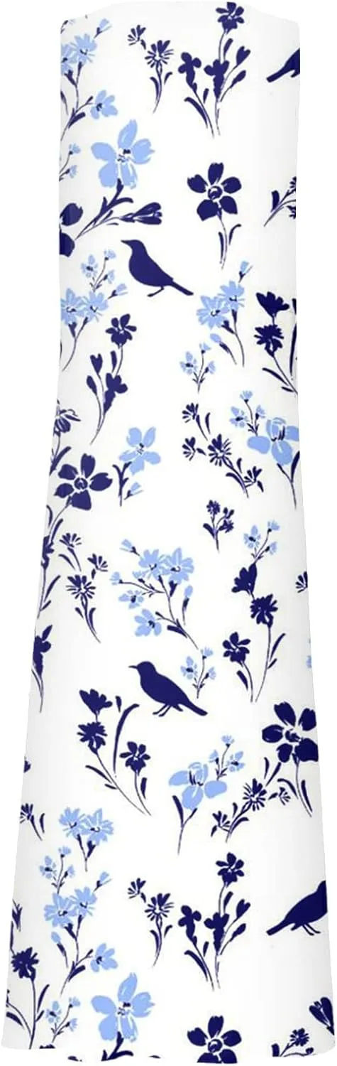 Womens Dresses Simple Casual Solid Color Sleeveless Dresses Cozy Cotton Dresses Summer Gradient Printed Long Dresses