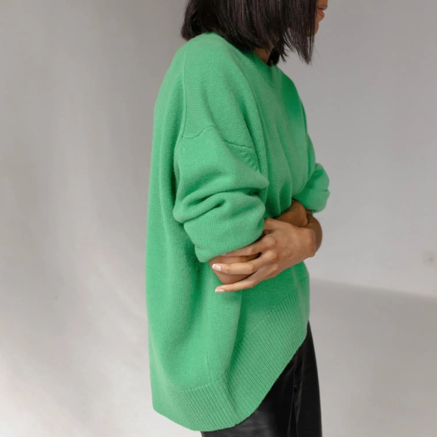 Women's Fall and Winter Knit Tops Crew Neck Loose Solid Sweater Long Sleeved 2024 Fall Winter Oversized Sweatshirt
