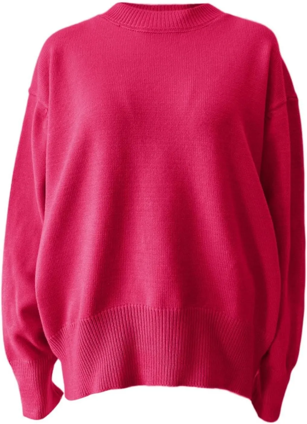Women's Fall and Winter Knit Tops Crew Neck Loose Solid Sweater Long Sleeved 2024 Fall Winter Oversized Sweatshirt