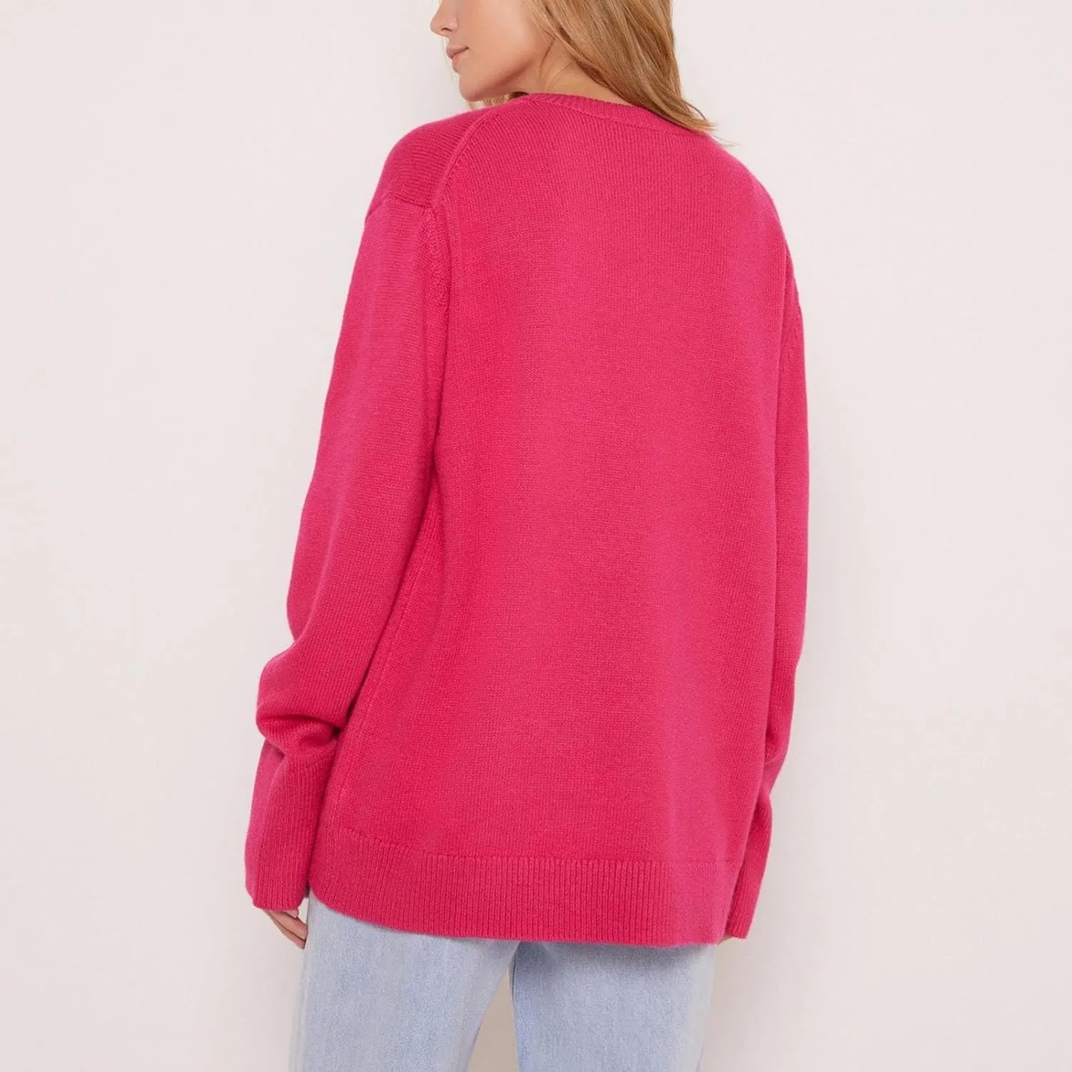 Women's Fall and Winter Knit Tops Crew Neck Loose Solid Sweater Long Sleeved 2024 Fall Winter Oversized Sweatshirt