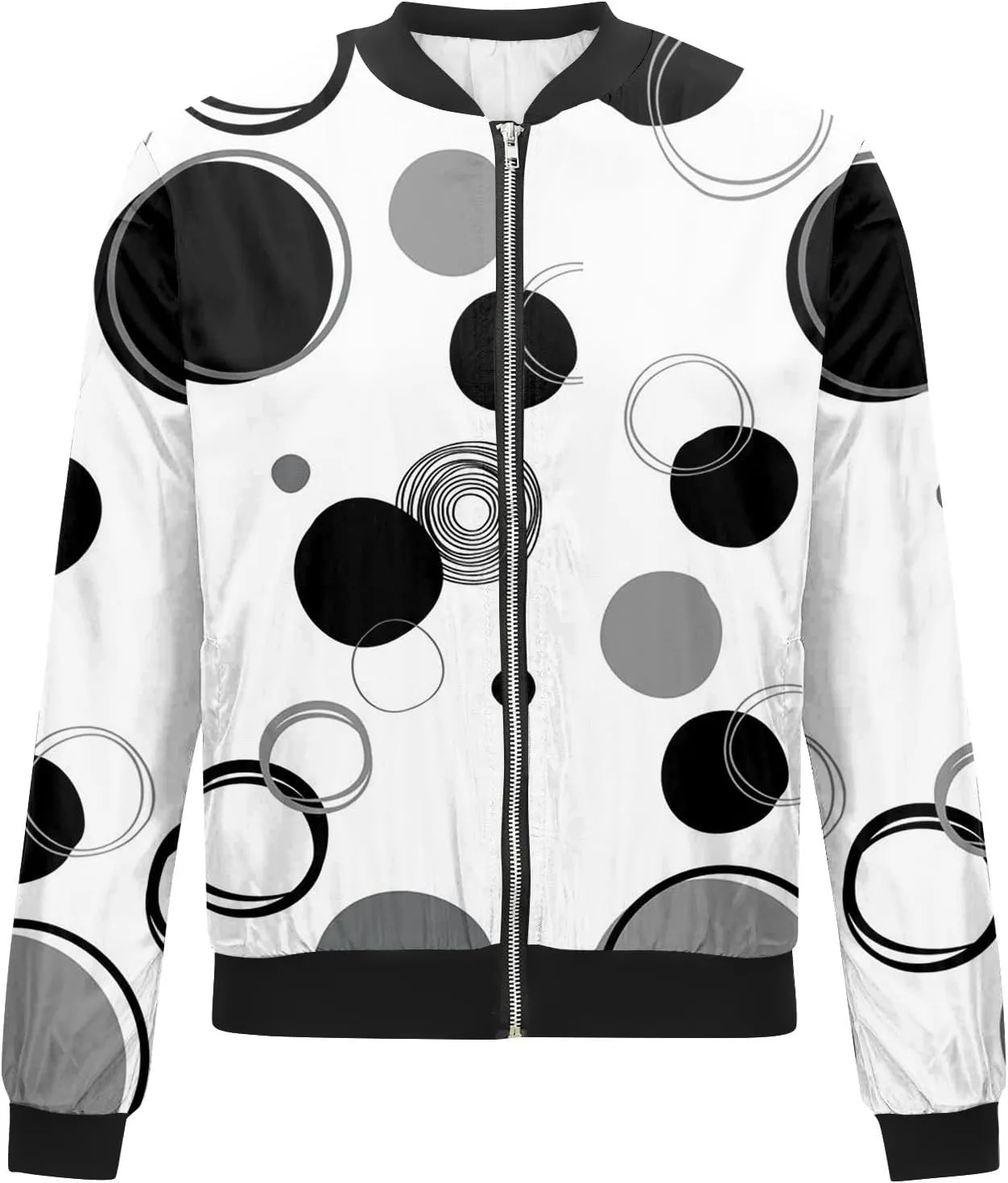 Womens Fashion Jacket Lightweight Print Bomber Jackets Casual Vacation Zip Up Coat Outdoor Windbreaker Tops