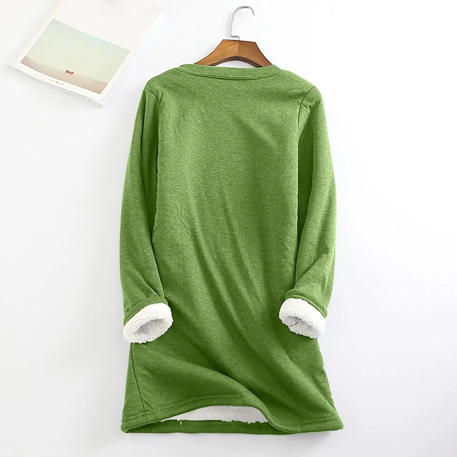 Womens Fleece Crewneck Sweatshirt Sherpa Lined Sweatshirt Thermal Sweatshirt Warm Winter Pullover Sweatshirt