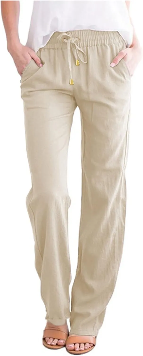 Women's Flowy Wide Leg Pants Winter Cozy Beach Thermal with Pockets Barrel Pants High Waisted