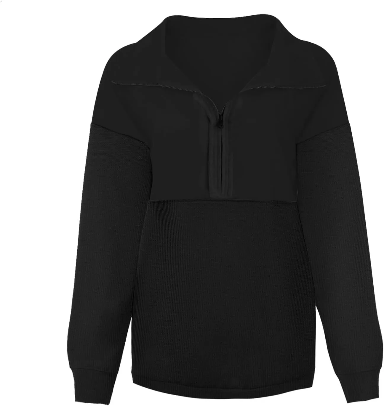 Womens Half Zip Up Sweatshirt Trendy Long Sleeve Oversized Pullover Tops Waffle Knit Hoodies Fall Outfits 2024