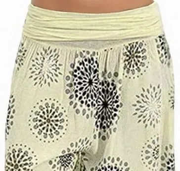 Womens Harem Pants Casual Loose Floral Print Hippie High Waist Wide Leg Long Pants Flowy Yoga Lounge Trousers
