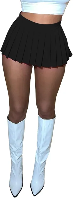 Women's High Waisted Mini Pleated Skirts Tennis Skater Golf Skorts Athletic Skirts A-line Skirt for Party Club