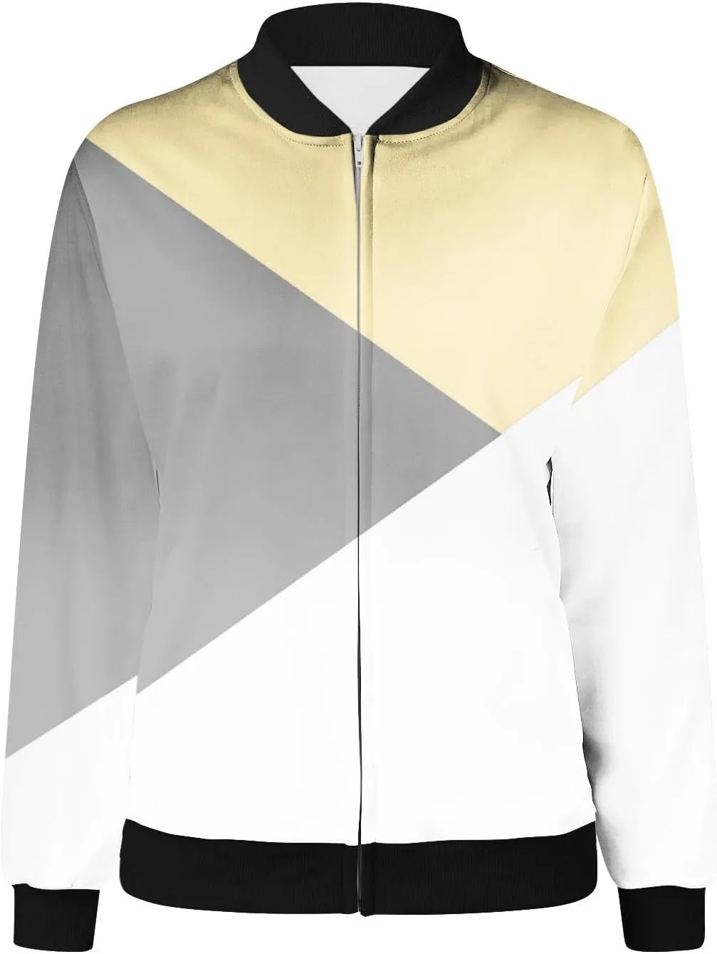 Womens Jacket Casual Zip Up Lightweight Coat Color Block Long Sleeve Coat Outerwear with Pocket 2024