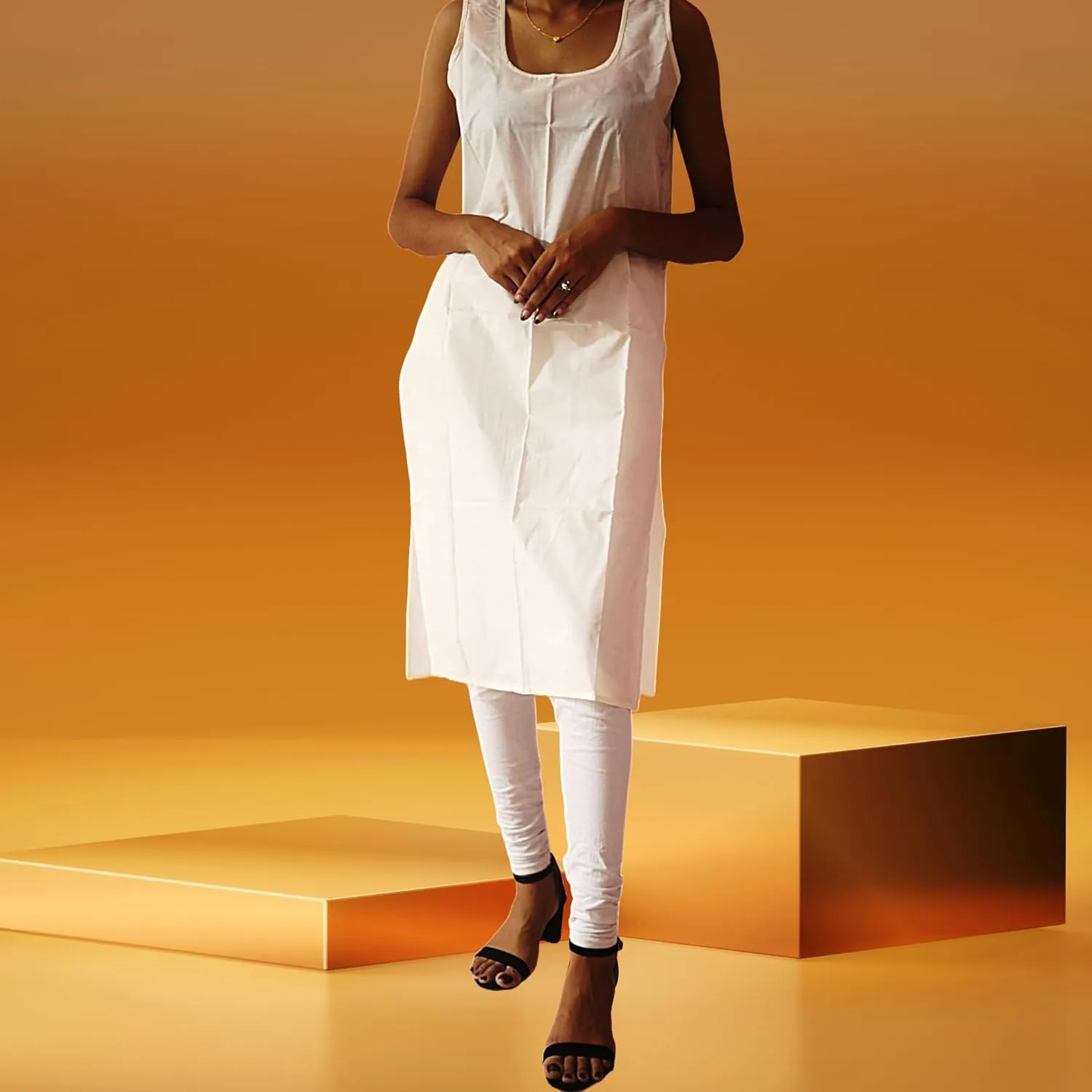 Women's Long Cotton Inner Slip Innerwear, Sleeveless Camisole for Sheer Kurtis