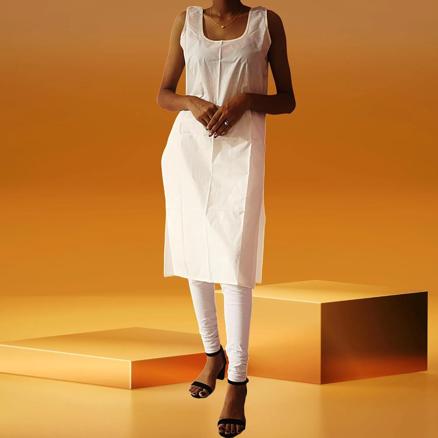 Women's Long Cotton Inner Slip Innerwear, Sleeveless Camisole for Sheer Kurtis
