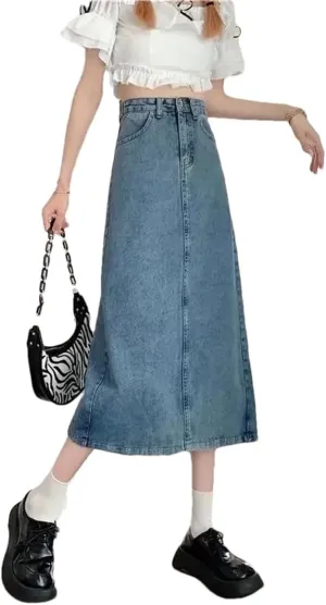 Women's Medium-Length High-Waisted Slimming Skirt Vintage Fashion Spring Autumn A- Line Skirt
