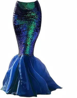 Women's Mermaid Tail Costume Sequin Maxi Skirt Halloween Cosplay Party Dress