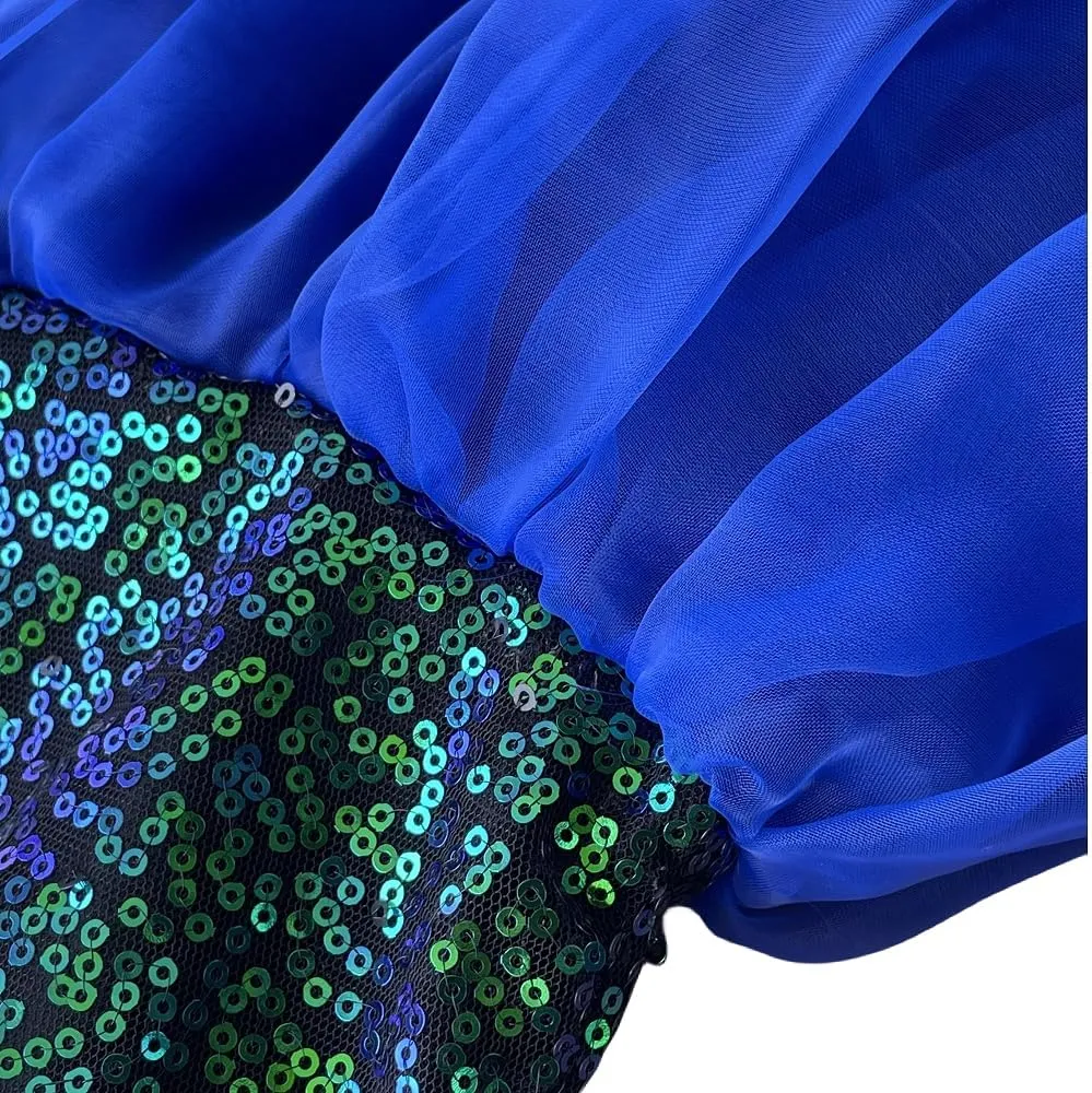 Women's Mermaid Tail Costume Sequin Maxi Skirt Halloween Cosplay Party Dress