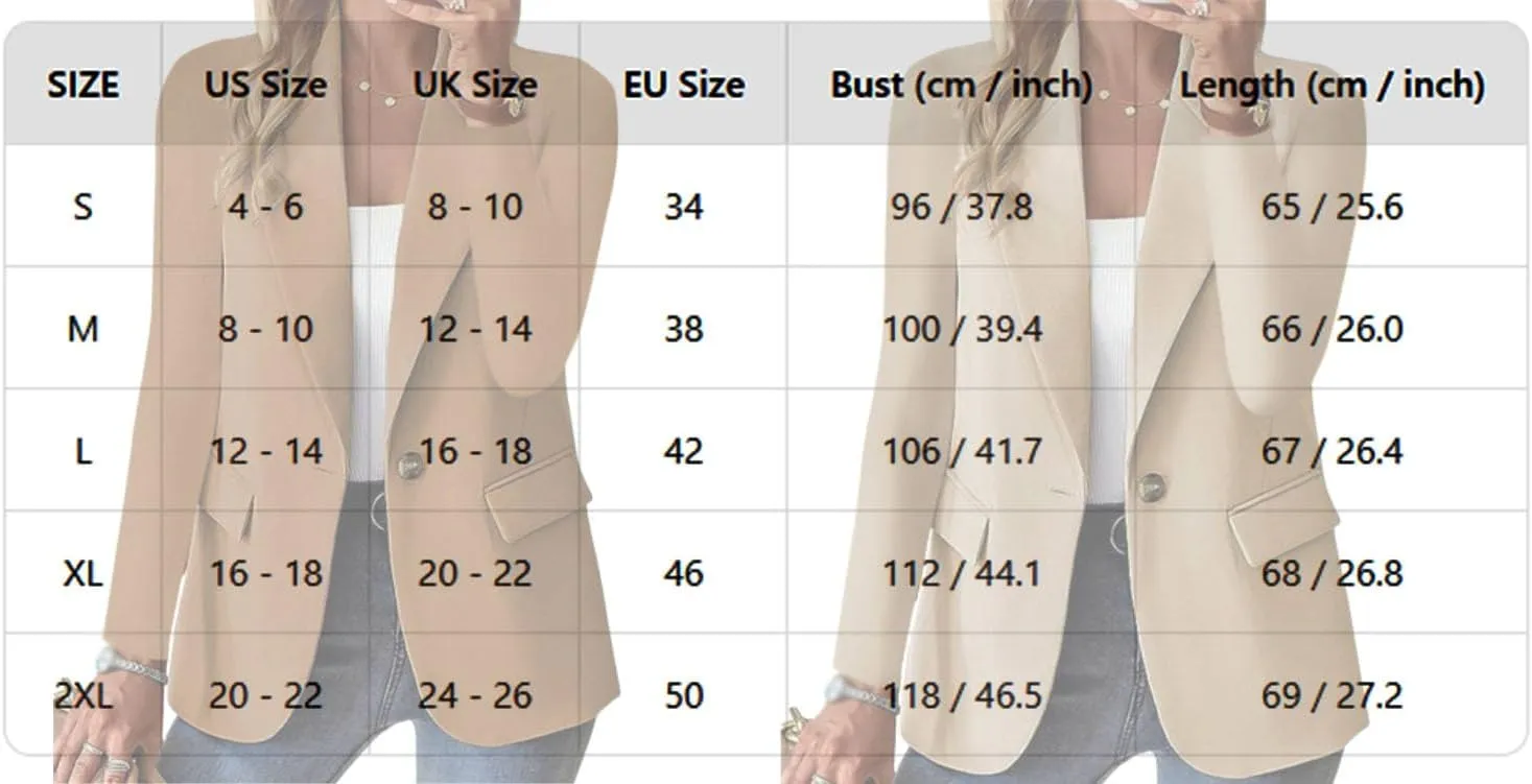 Women's One Button Solid Color Slim Fit Suit Jacket, Casual Blazer Jackets, Lightweight One Button Cardigan, Suit Petite