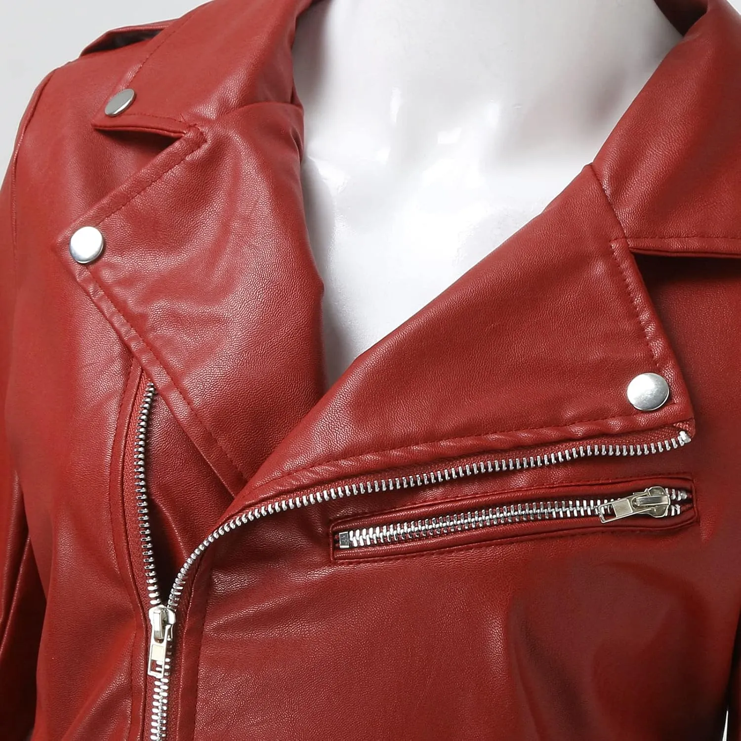 Women's Oversized Fashion Faux Leather Jackets Solid Color Long Sleeve Zipper Fitted Artificial Leather Blazer Coats