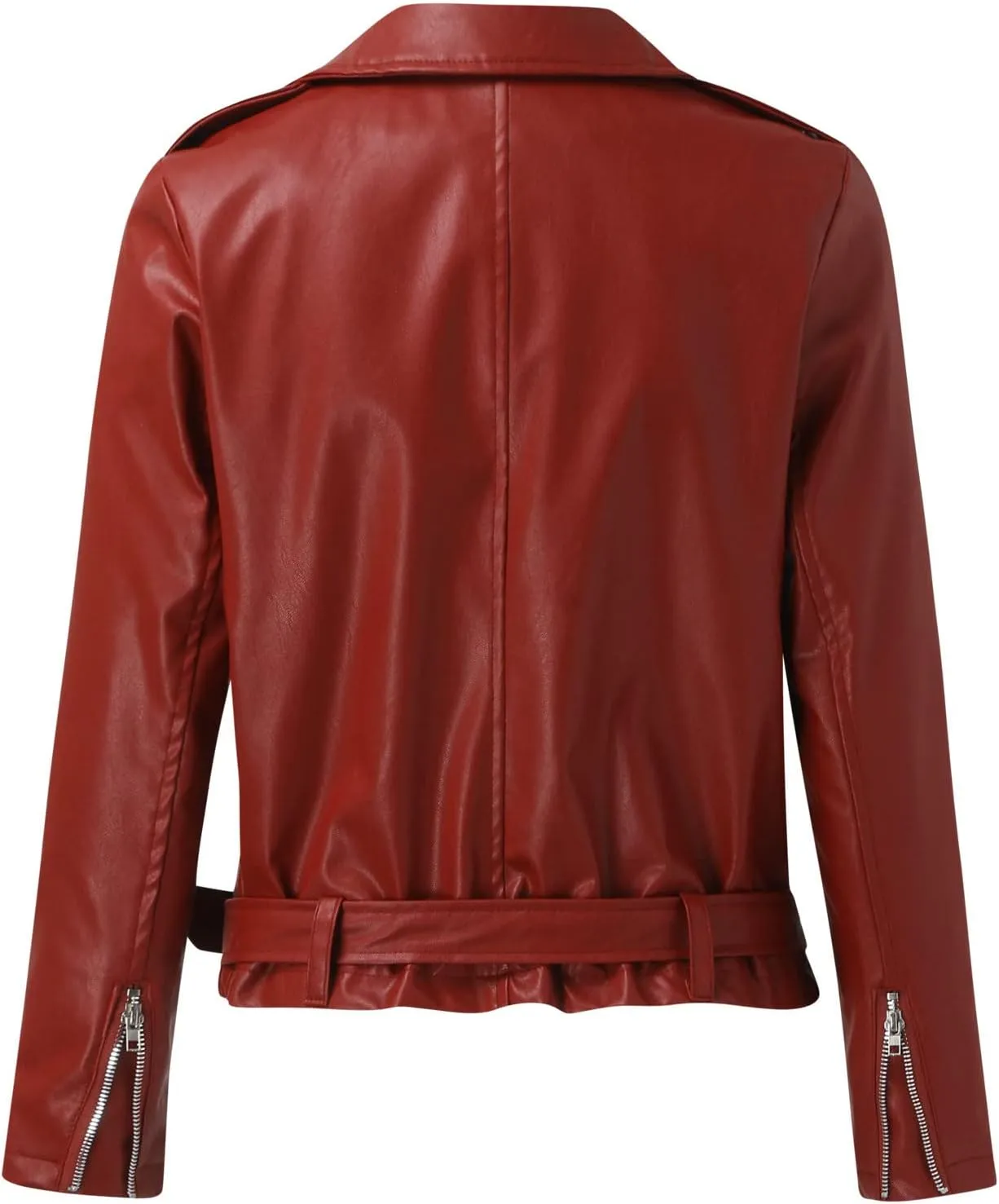 Women's Oversized Fashion Faux Leather Jackets Solid Color Long Sleeve Zipper Fitted Artificial Leather Blazer Coats