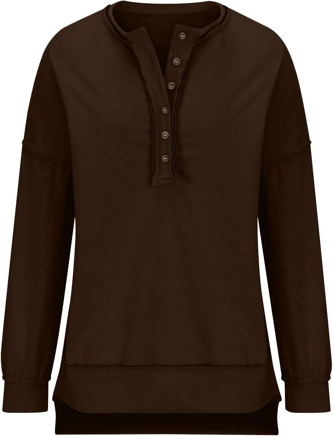 Womens Oversized Sweatshirt Casual Long Sleeve Shirts Button Henley Neck Pullover Patchwork Tunic Tops Fall Outfits